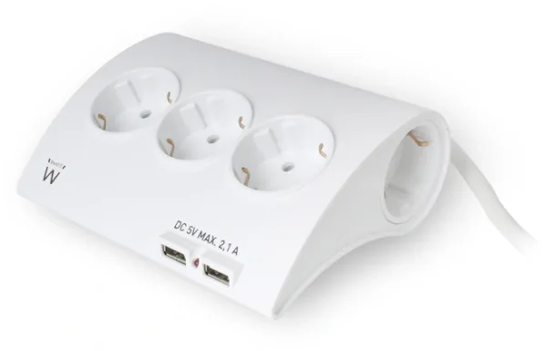 EWENT DESKTOP MULITI POWER SOCKET WITH 2 USB PORTS